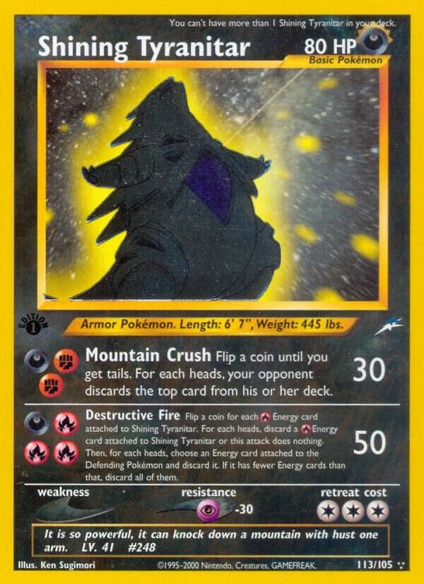 Shining Tyranitar 113/105 card from Neo Destiny