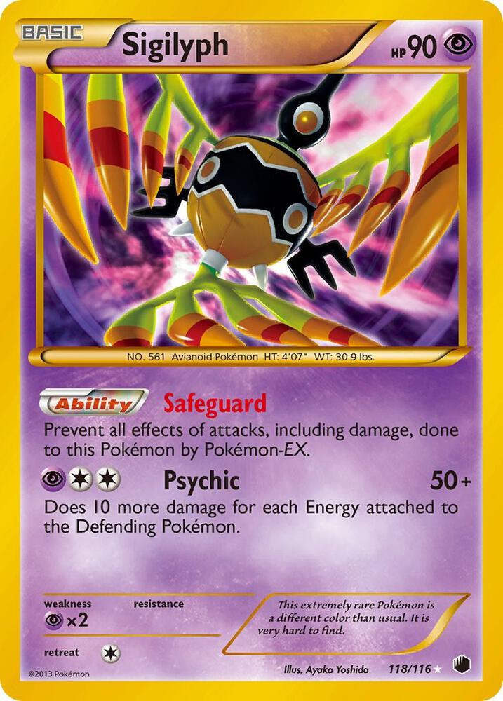 Sigilyph 118/116 card from Plasma Freeze