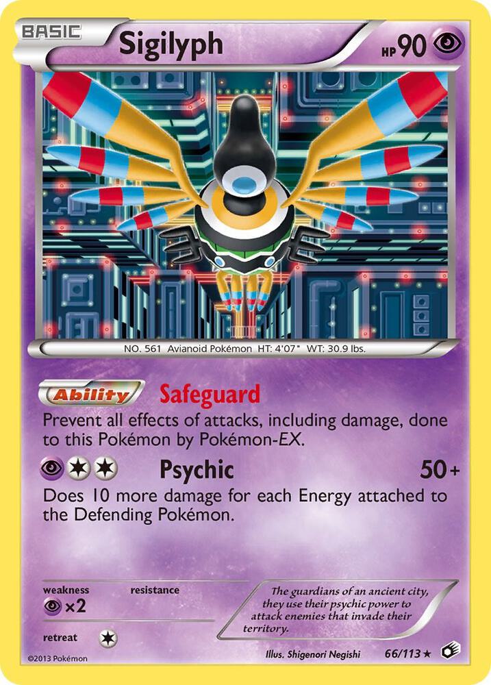 Sigilyph 66/113 card from Legendary Treasures