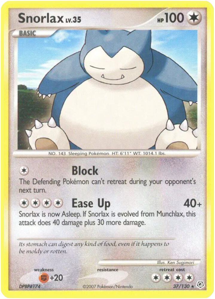 Snorlax 37/130 card from Diamond and Pearl