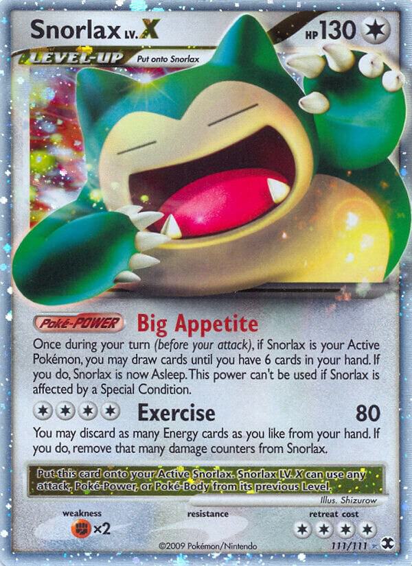 Snorlax Lv.X 111/111 card from Rising Rivals