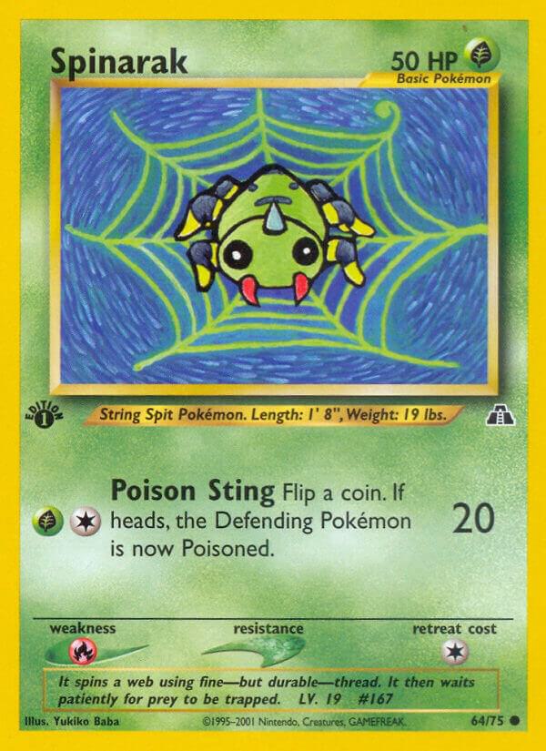 Spinarak 64/75 card from Neo Discovery