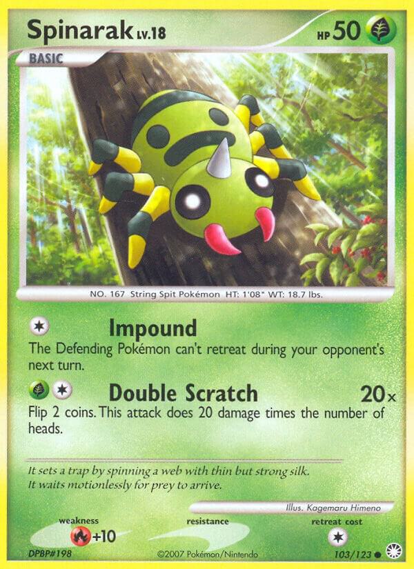Spinarak 103/123 card from Mysterious Treasures