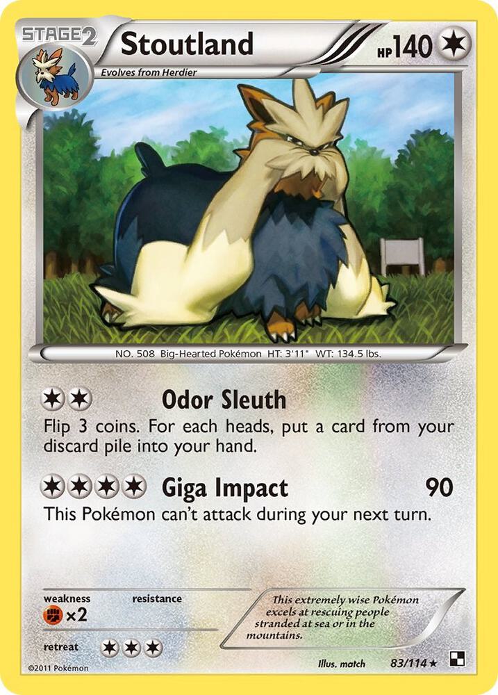 Stoutland 83/114 card from Black and White