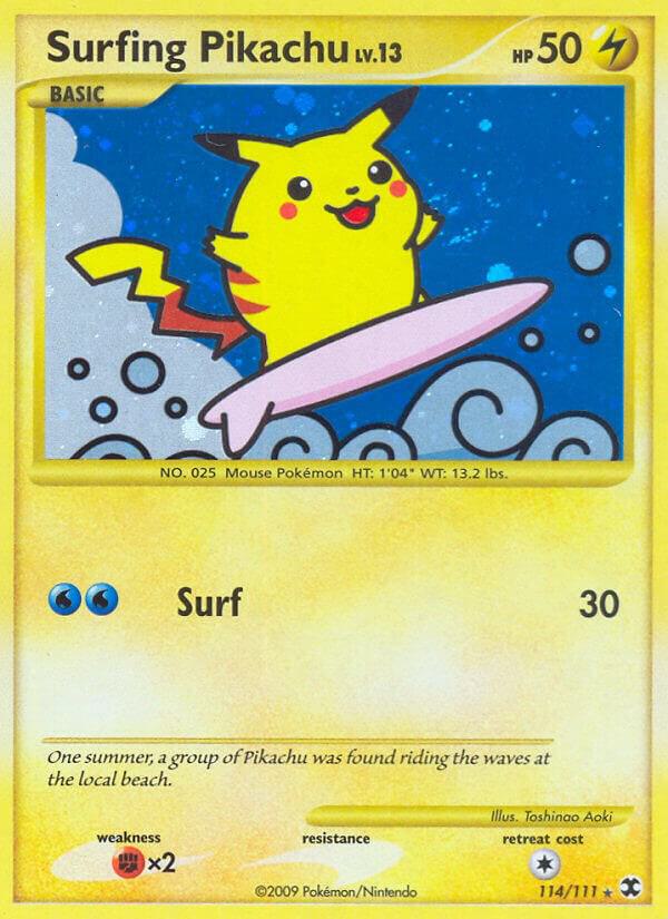 Surfing Pikachu 114/111 card from Rising Rivals