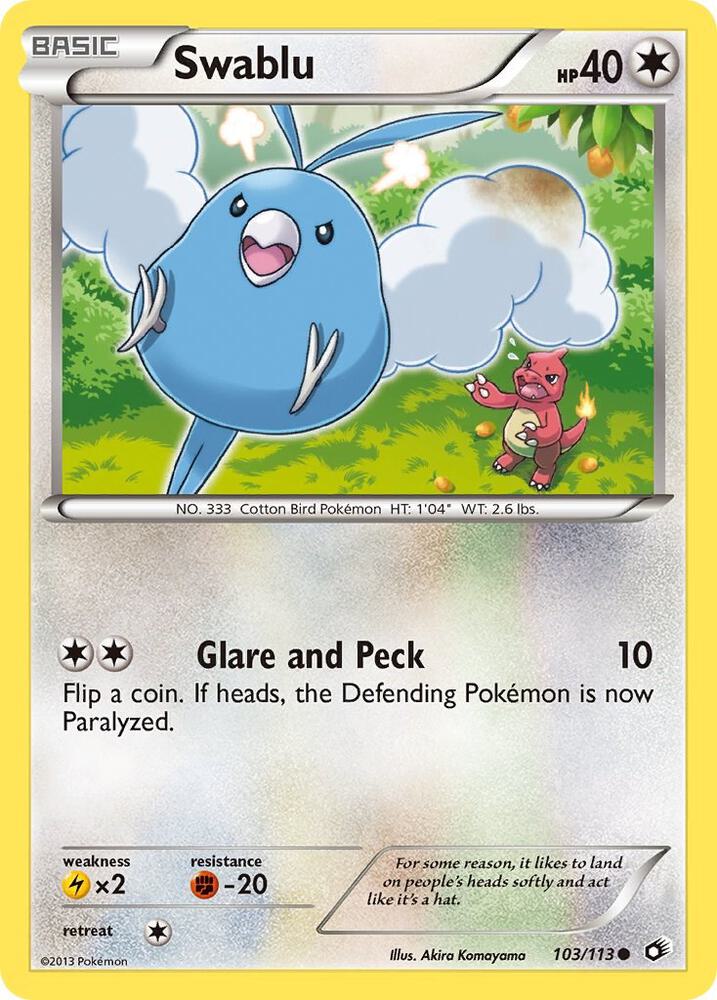 Swablu 103/113 card from Legendary Treasures