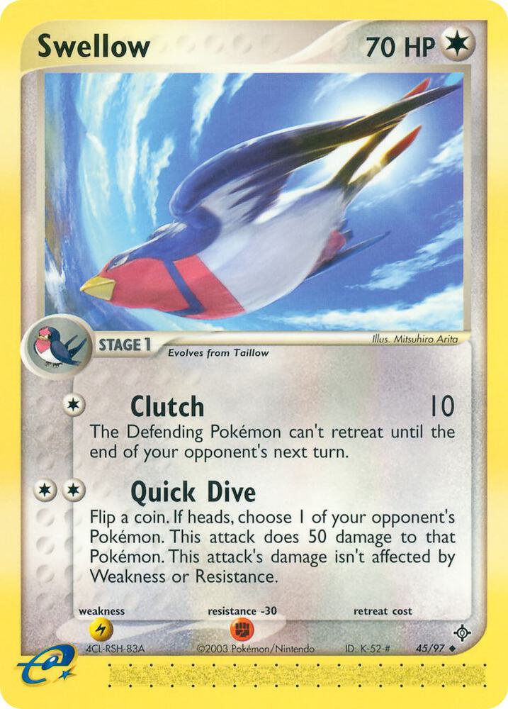 Swellow 45/97 card from Dragon