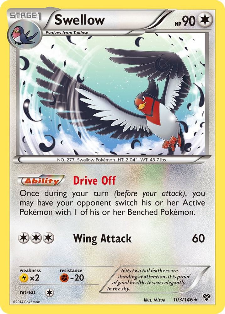 Swellow 103/146 card from XY Base Set