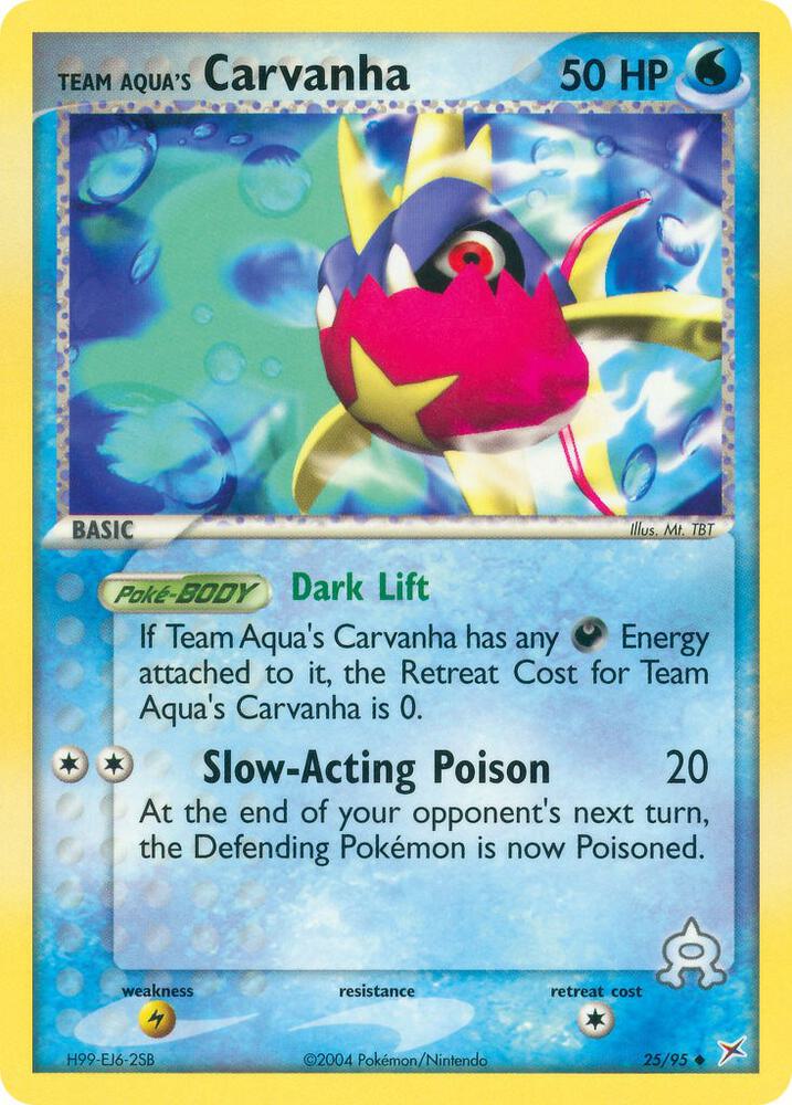 Team Aqua's Carvanha 25/95 card from Team Magma vs Team Aqua
