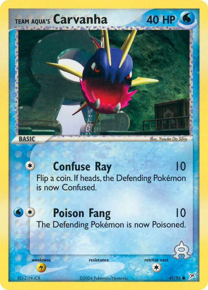 Team Aqua's Carvanha 47/95 card from Team Magma vs Team Aqua