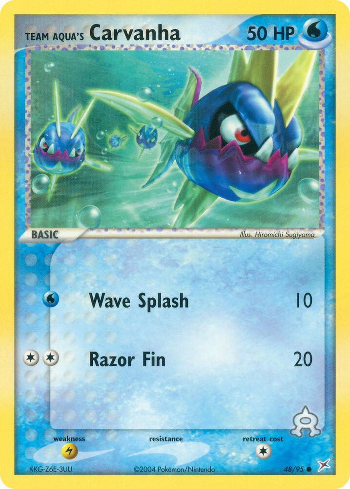 Team Aqua's Carvanha 48/95 card from Team Magma vs Team Aqua