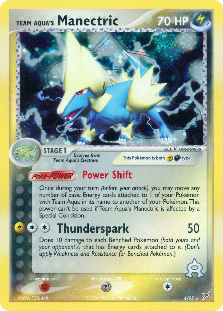 Team Aqua's Manectric 4/95 card from Team Magma vs Team Aqua