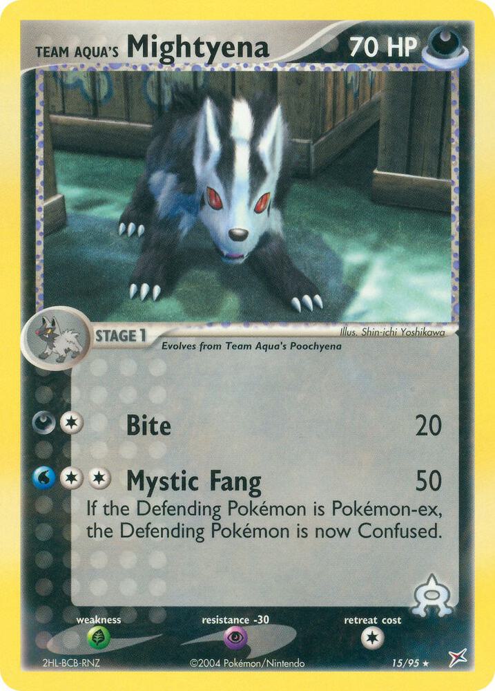 Team Aqua's Mightyena 15/95 card from Team Magma vs Team Aqua