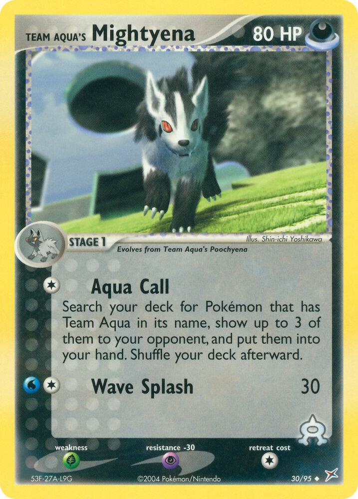 Team Aqua's Mightyena 30/95 card from Team Magma vs Team Aqua
