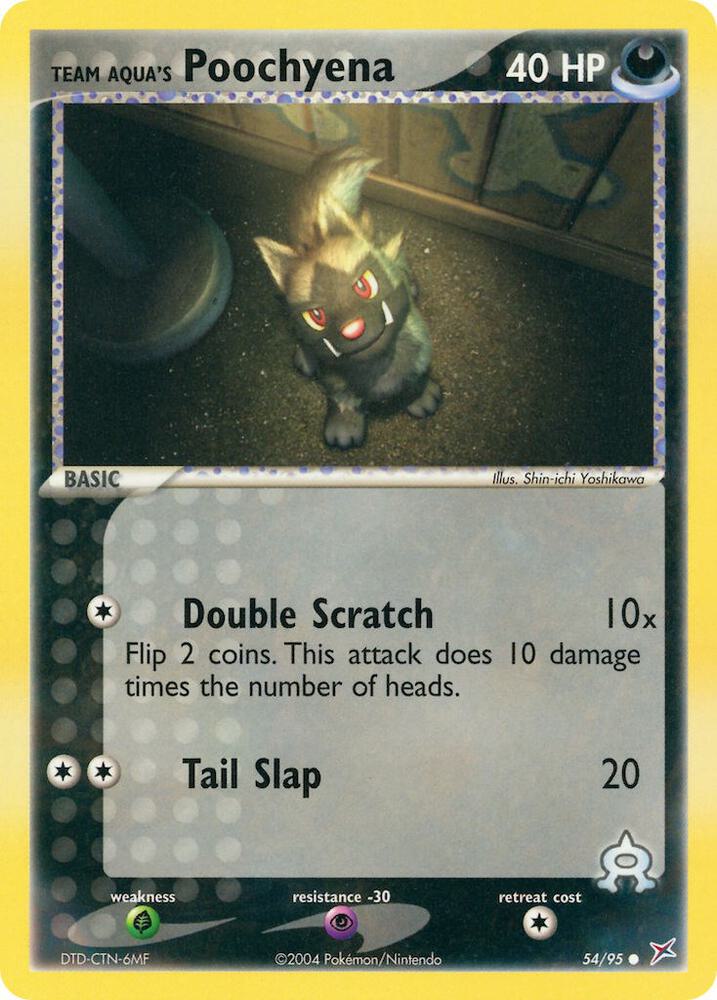 Team Aqua's Poochyena 54/95 card from Team Magma vs Team Aqua