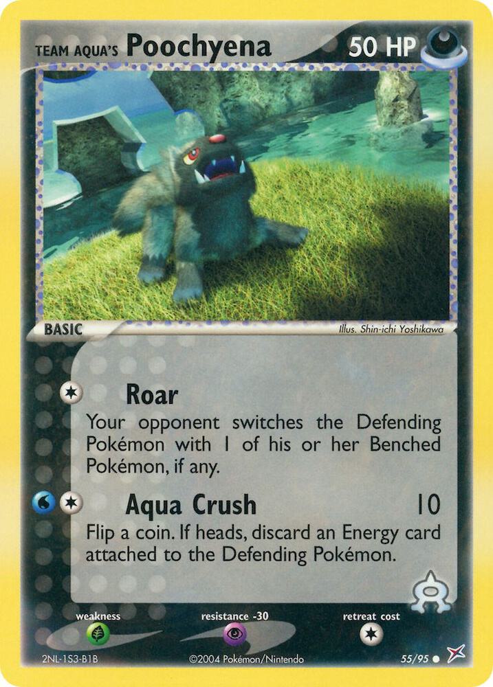 Team Aqua's Poochyena 55/95 card from Team Magma vs Team Aqua