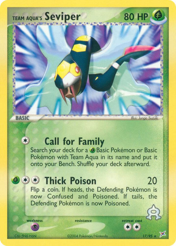 Team Aqua's Seviper 17/95 card from Team Magma vs Team Aqua