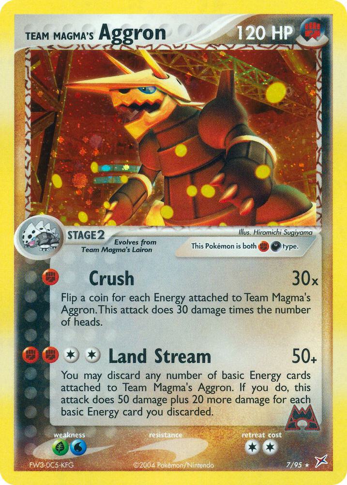 Team Magma's Aggron 7/95 card from Team Magma vs Team Aqua