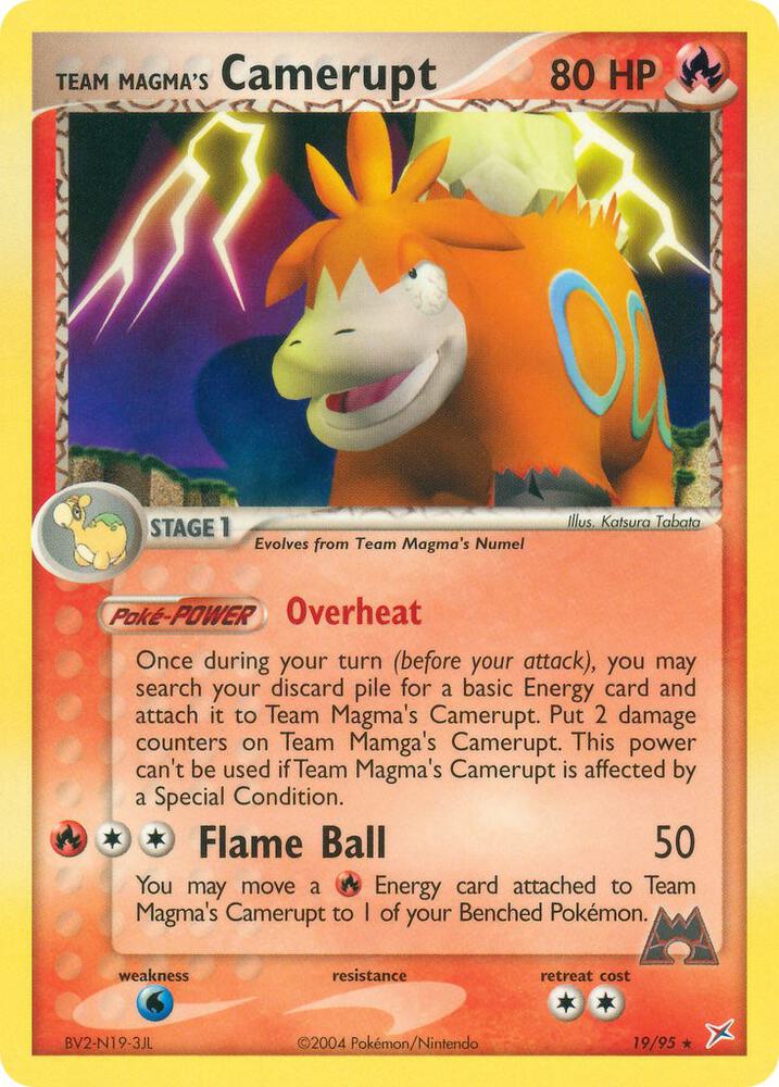 Team Magma's Camerupt 19/95 card from Team Magma vs Team Aqua