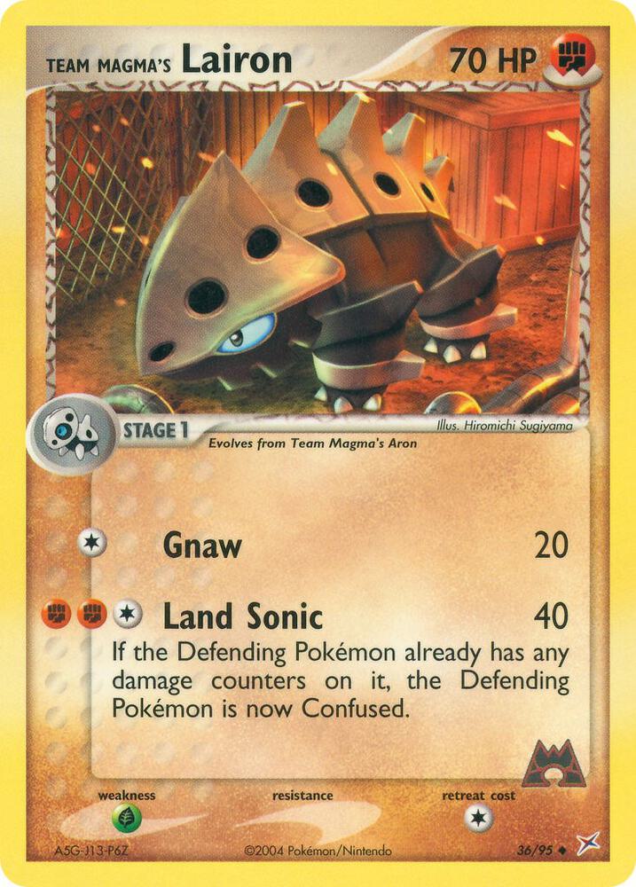 Team Magma's Lairon 36/95 card from Team Magma vs Team Aqua