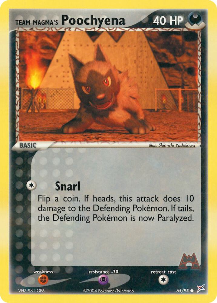 Team Magma's Poochyena 65/95 card from Team Magma vs Team Aqua