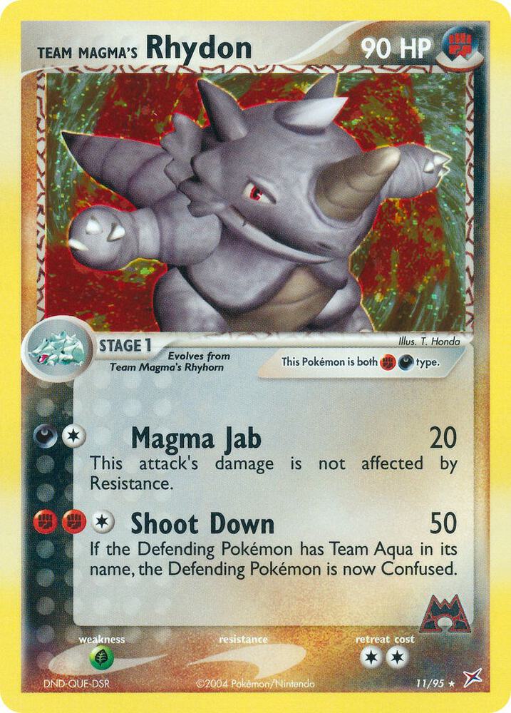 Team Magma's Rhydon 11/95 card from Team Magma vs Team Aqua