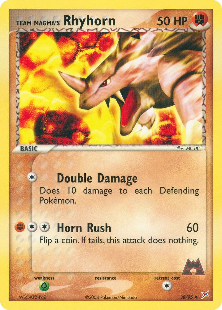 Team Magma's Rhyhorn 38/95 card from Team Magma vs Team Aqua