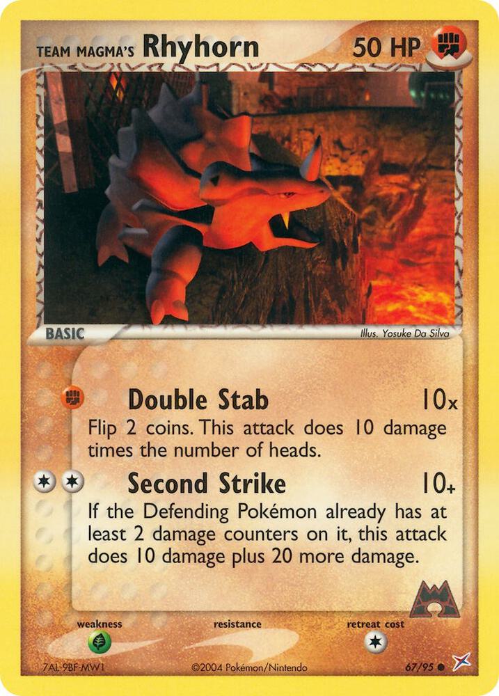 Team Magma's Rhyhorn 67/95 card from Team Magma vs Team Aqua
