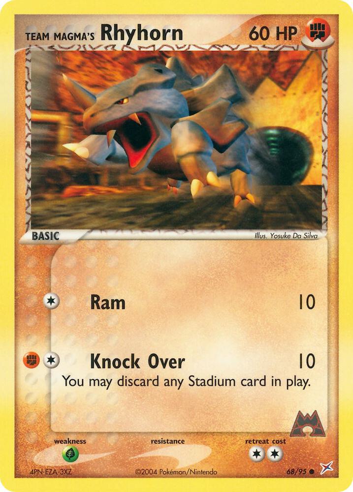 Team Magma's Rhyhorn 68/95 card from Team Magma vs Team Aqua