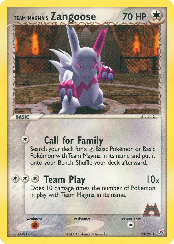Team Magma's Zangoose 23/95 card from Team Magma vs Team Aqua