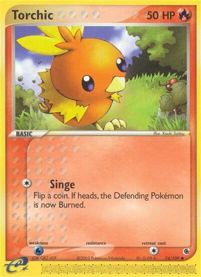 Torchic 74/109 card from Ruby and Sapphire