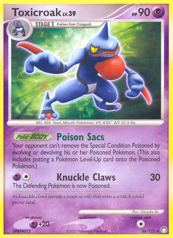 Toxicroak 36/123 card from Mysterious Treasures