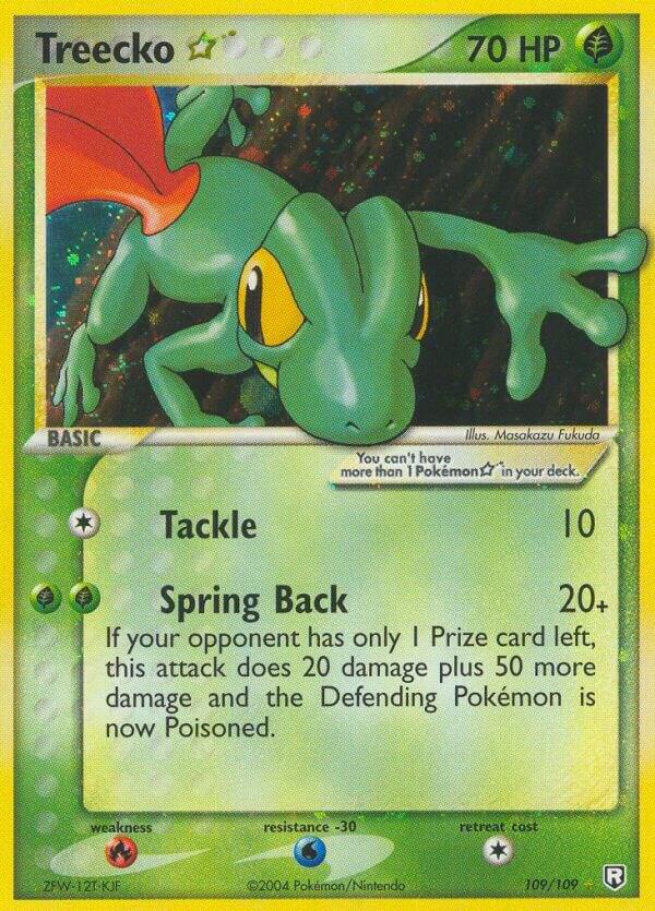 Treecko Star 109/109 card from Team Rocket Returns