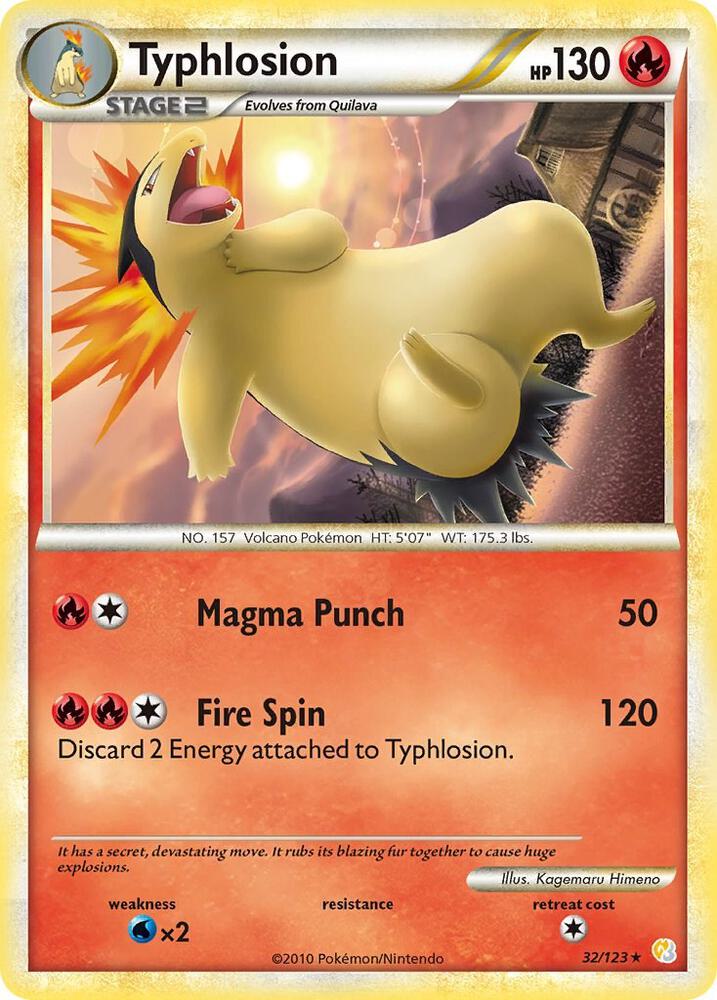 Typhlosion 32/123 card from HeartGold SoulSilver