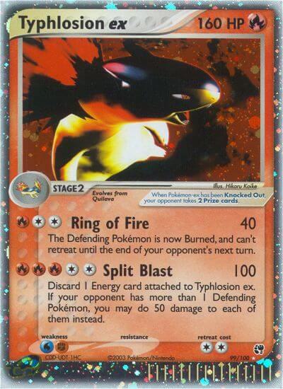 Typhlosion ex 99/100 card from Sandstorm