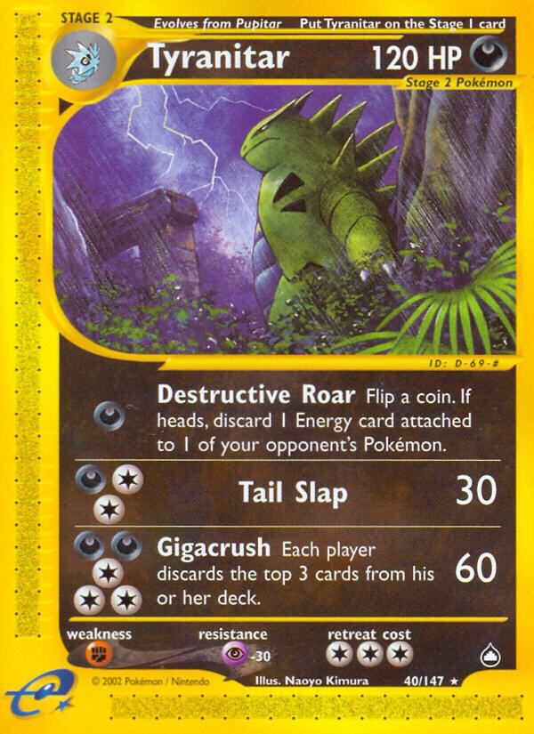Tyranitar 040/147 card from Aquapolis