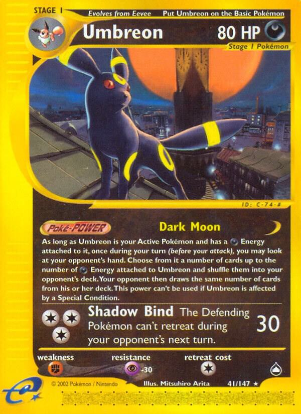 Umbreon 041/147 card from Aquapolis