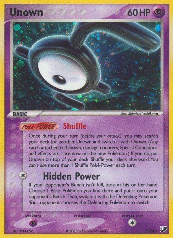 Unown (E) E/28 card from Unseen Forces