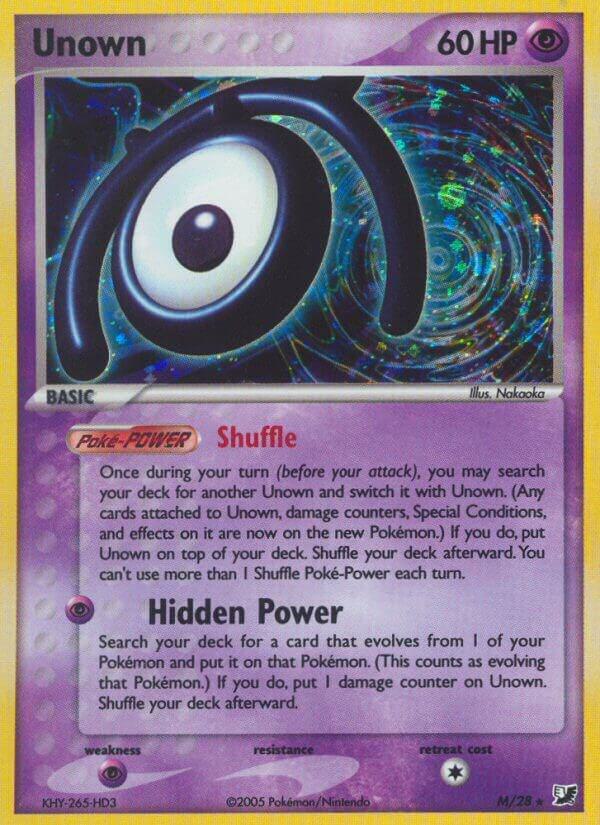 Unown (M) M/28 card from Unseen Forces