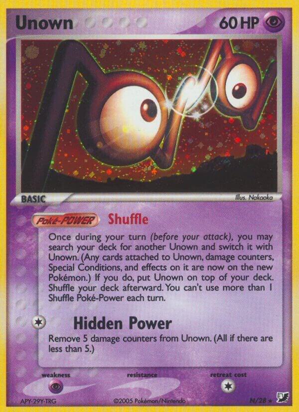 Unown (N) N/28 card from Unseen Forces