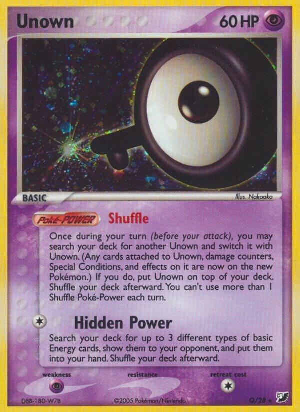 Unown (Q) Q/28 card from Unseen Forces