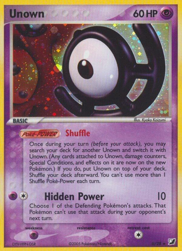 Unown (U) U/28 card from Unseen Forces