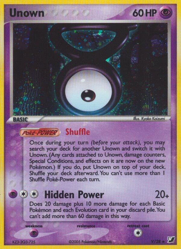 Unown (V) V/28 card from Unseen Forces