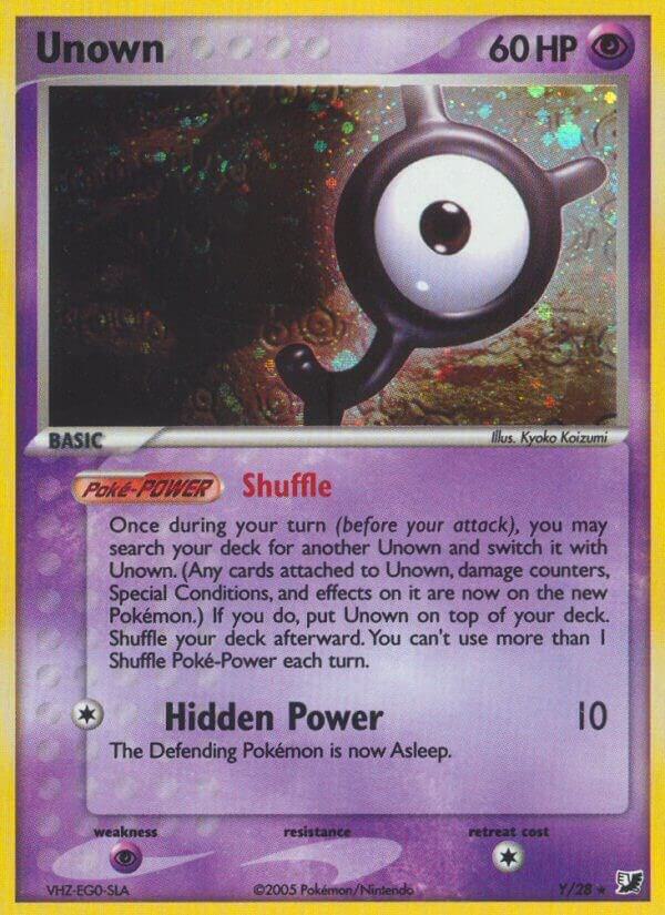 Unown (Y) Y/28 card from Unseen Forces