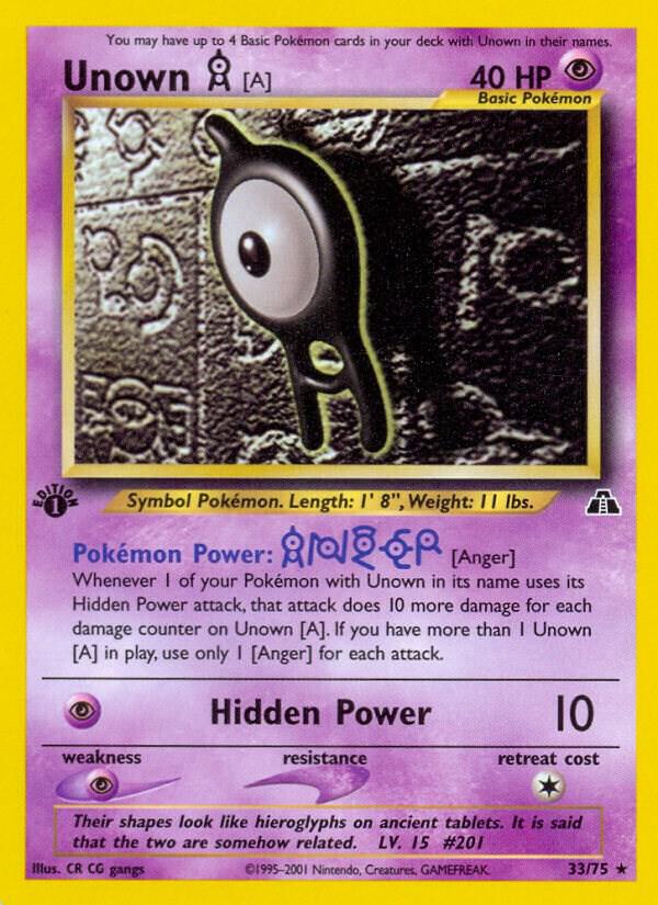 Unown [A] (33) 33/75 card from Neo Discovery