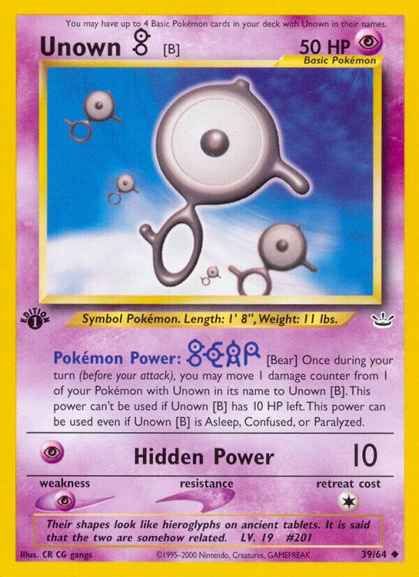 Unown [B] 39/64 card from Neo Revelation