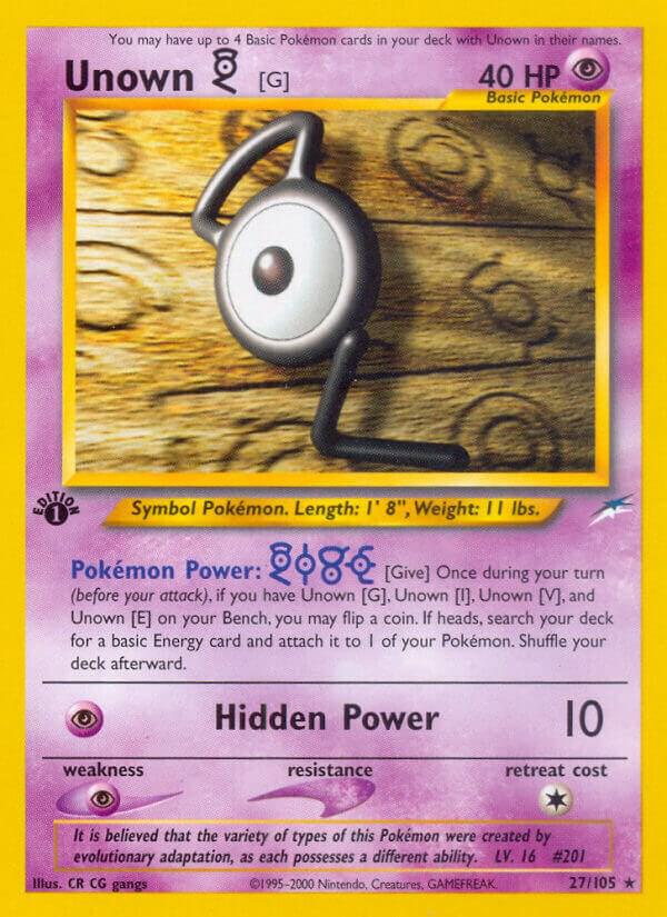 Unown [G] 027/105 card from Neo Destiny