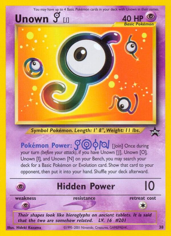 Unown [J] 38/53 card from WoTC Promo
