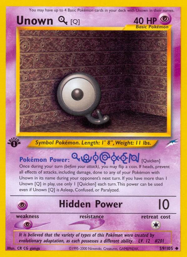 Unown [Q] 059/105 card from Neo Destiny