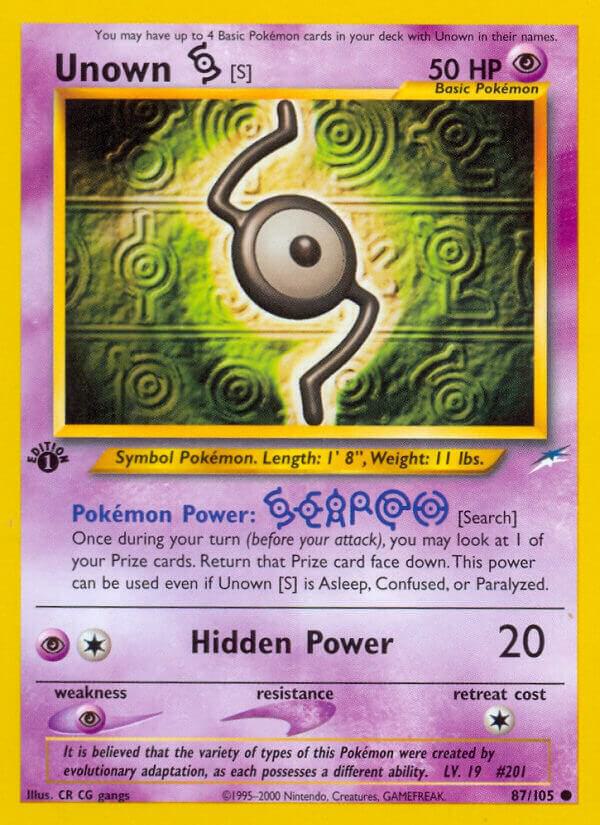 Unown [S] 087/105 card from Neo Destiny